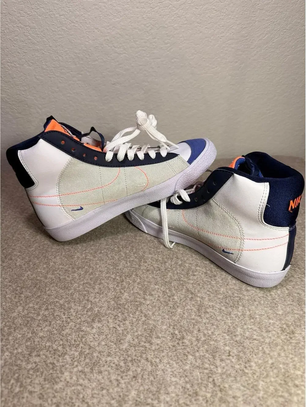 Nike Blazer Mid ’77 Jumbo GS FQ7433-100 Kids Size 6Y White Orange Navy - Picture 5 of 7